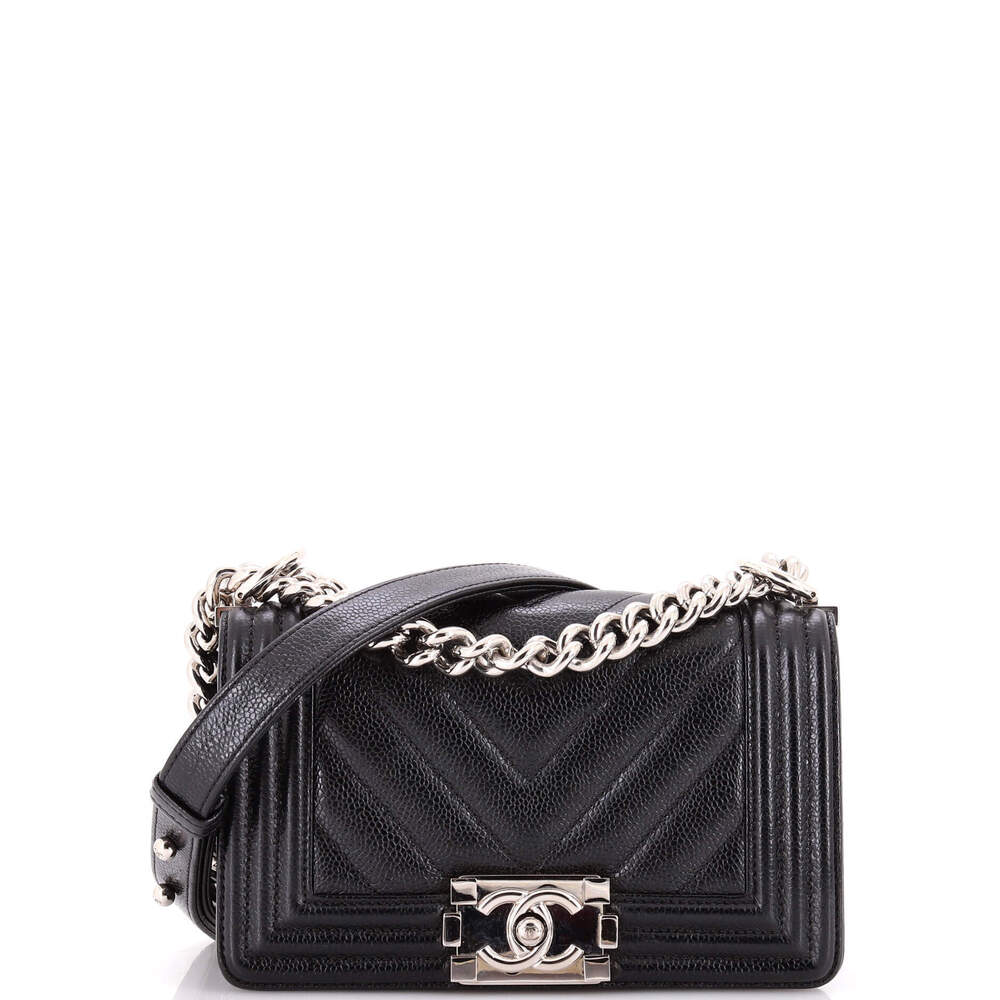 Chanel Small Boy Flap Bag Chevron Caviar